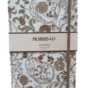 Morris & Co Floral Embroidered Journal - White and Brown 200 Ruled Pages 10x7”
